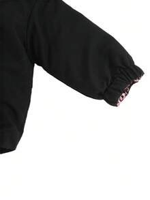 Unisex Baby Girl Reversible Leopard Print Black Hooded Zip-Up Long Sleeve Padded Coat, Thickened Autumn/Winter Coat, With Fake Pockets, Casual & Versatile - Multicolor - View 7