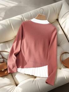 GlowEve Damen Lässig/Business Minimalistische Langarm Pullover - Korallenrosa - Übersicht 2