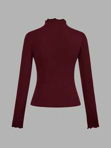 SHEIN EZwear Bộ 2 áo thun tay dài bó sát màu đỏ tía và trắng, thu/đông - Nhiều màu - Xem 7