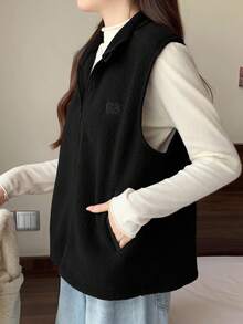 DAZY 女士休闲绗缝上衣，常规宽松版型，秋冬季 - 黑色 - 查看 5