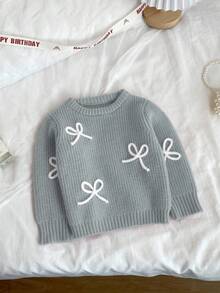 SHEIN Vintaside Kids Fashionable Versatile Cute Bow Knit Pullover Sweater For Young Girl Cute Sweaters For Kids Bow Sweater Kids Sweater With Bows Toddler Sweater Girl Knit Girl Knit Set Kids Sweaters For Girls Girl Clothes Autumn And Winter Clothes Knit Sweater Girl Sweater Girls Knitted Top Small Girls Long Sleeves Clothes Girls Knitted Top Girl Knit Sweater Toddler Girl Clothes Autumn And Winter Kids Sweaters For Girls Kawaii Clothes For Kids Spring And Autumn Suits For Young Girls Girl Autumn And Winter Clothes Girl Clothes Girl Clothes Autumn And Winter Clothes Kids Sweaters Girls Autumn Winter Sweater Autumn Winter Girl Clothes For Girls Autumn And Winter Girls Clothes Toddler Jumper - Light Grey - View 4