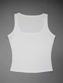 INAWLY 女式夏季休闲修身无袖上衣，饰有水钻字母图案 T 恤，女式上衣 - 白色 - 查看 2