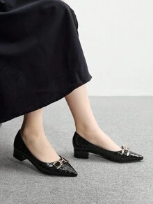 CUCCOO BIZCHIC Giày cao gót nữ thời trang đính kim loại đi làm - màu đen - Xem 5