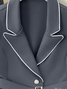 GlowEve CURVE Áo khoác blazer không tay dành cho nữ cỡ lớn, kiểu dáng thường ngày/công sở, cổ ve lật và thiết kế có thắt lưng. - Màu Xám nhạt - Xem 3