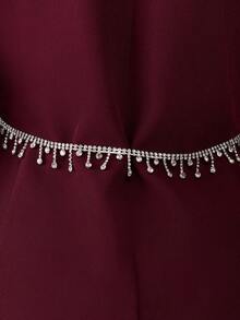 MISSGUIDED Blazer doppiopetto sartoriale con dettaglio di cintura con strass, manica lunga, abbigliamento da ufficio, professionale, formale, strutturato, cappotto da indossare in inverno, autunno, per matrimoni, feste ed eventi serali - Bordò - Visualizzare 6