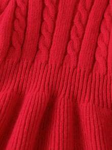 SHEIN 圣诞女婴高领针织喇叭下摆连衣裙 - 紅色 - 查看 4