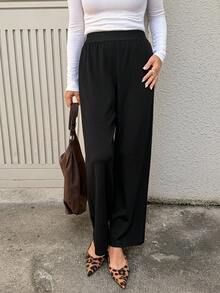 Livesso Women's Straight Leg Soft & Comfortable Ankle Length Pants - Black - View 2