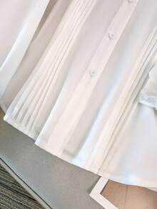 SHEIN CURVE+ 女士优雅长袖荷叶边波尔卡圆点系带衬衫