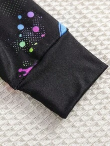 2 Piece Sets Snug Fit Night Wear Kids Teen Boys Tight Fit Pajama Set, Long Sleeve Top And Pants, Colorful Glow-In-The-Dark Video Game Controller Print, Fashion , Suitable For Teen Boys Loungewear .This Product Requires UV Light Exposure To Glow. - Black - View 4