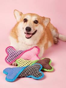 PETSIN 1pc Multi-Colored Bone Shaped Plush Dog Chewing And Teeth Grinding Toy – Built-In Sound Generator For Self-Entertainment, Soft Boredom Relief For Puppies, Pet Use Only - Multicolor - View 9