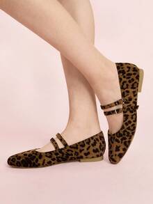 CUCCOO DOLLMOD Women's Leopard Print Buckle Design Casual Flat Loafers - Multicolor - View 5