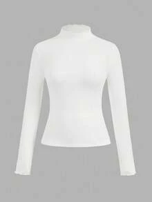 SHEIN EZwear Bộ 2 áo thun tay dài bó sát màu đỏ tía và trắng, thu/đông - Nhiều màu - Xem 8