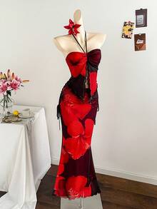 Soleia 全新度假西部海滩婚礼宾客服装、毕业早午餐、圣帕特里克节、春假、复活节、音乐节、优雅波西米亚热带露肩无袖网眼荷叶边下摆两件套 - 彩色 - 查看 3