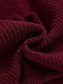 ROMWE Y2K 性感露肩超短款吊带背心毛衣 - 酒紅色 - 查看 4