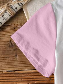 SHEIN | PAW Patrol T-shirt à manches courtes avec imprimé chien de dessin animé, couleurs contrastées, pour jeune fille, décontracté, pour les trajets quotidiens, été