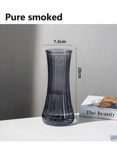 1pc Contemporary Glass Bud Vase Gestreepte Cylinder Artistic ative Home, Living Room, Bedroom, Coffee Table, Office Desk, Reception Birthday Graduation view 7