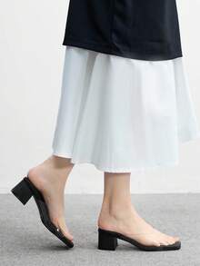 CUCCOO BIZCHIC 女士黑色时尚简约透明系带高跟凉鞋 - 黑色 - 查看 5