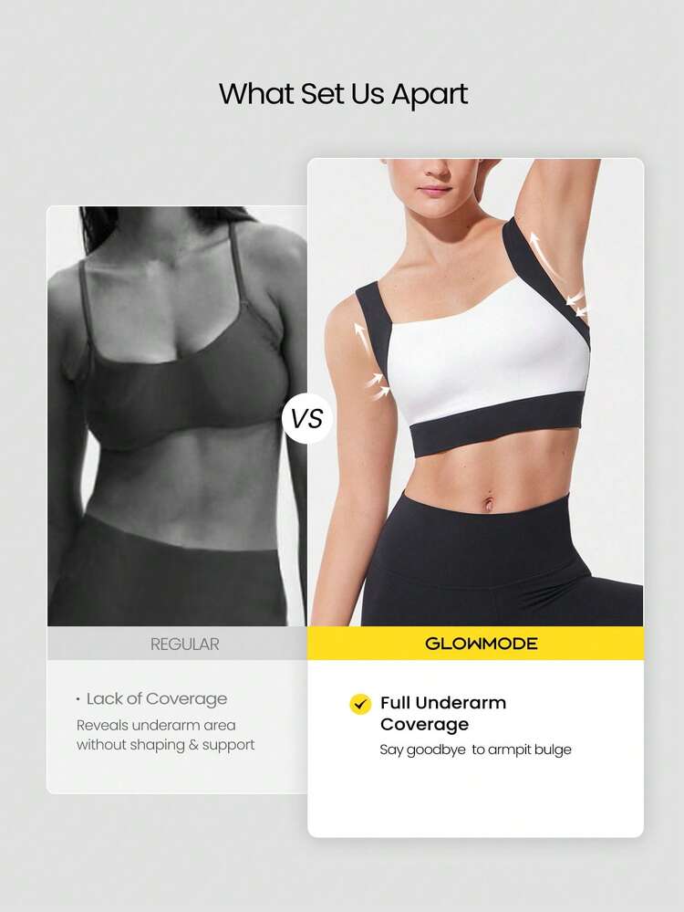 FeatherFit™ Soutien-gorge de sport deux tons à encolure en cœur, avec coupe ample, coupe-sueur, extensible et doux comme du beurre. Coques amovibles. Idéal pour le yoga, le pilates, le studio et le port quotidien décontracté.