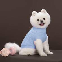 PETSIN 1 Suéter casual para mascotas de punto grueso, resistente al viento y cálido de color azul claro para otoño-invierno - Gris Claro - Ver 4