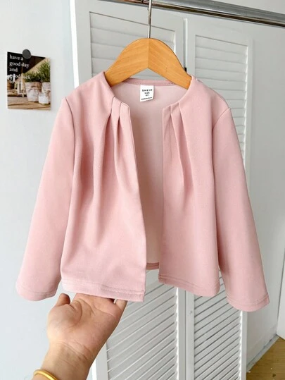 SHEIN 年轻女孩纯色简约日常长袖法式西装外套、夹克、学校日常装。非常适合秋冬季休闲日常穿着和学校日常装