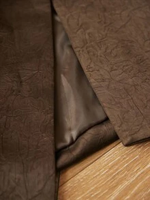 Aveloria Rosie Eleganter, glänzender, dicker Satin mit geprägter Blumentextur, einfacher Pendleranzug mit Kragen, Taillengürtel, Schlitzärmeln und weiten Beinen, 2 Stücke Set - Kaffeebraun - Übersicht 8