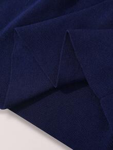 Sparklyn Váy len dệt kim dài tay cho bé gái tuổi mới lớn, mặc đi nghỉ thường ngày kiểu Pháp, mùa thu/đông - Xanh đậm - Xem 6