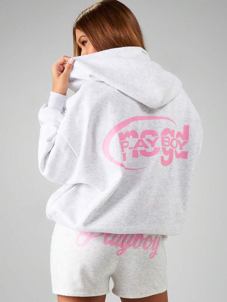 Missguided x Playboy Full Zip Hoodie With Drawstring Hood