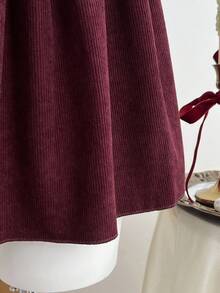 Elamini Rochie casual fără mâneci din catifea reiată violet pentru femei - Violet - Vizualizare 7