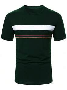 Manfinity Homme 男士撞色条纹短袖半襟休闲百搭夏季 Polo 衫 - 彩色 - 查看 4