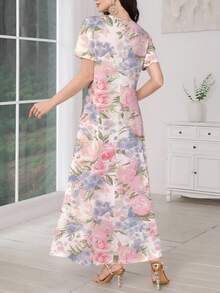 Lacomfia 女士V领印花针织短袖休闲/工作连衣裙，粉色和白色，适合日常穿着、约会、休闲、派对、假期、情人节等场合。 - 白色 - 查看 2