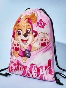 SHEIN | PAW Patrol 1pc Cartoon Pattern Drawstring Backpack, Adjustable Shoulder Strap, Gym Bag, Canvas Backpack, Casual Bag, Travel Bag, Sports Beach Bag, Unisex, Skye, Back To School , Pink