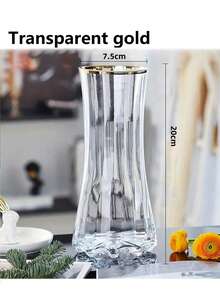 1pc Contemporary Glass Bud Vase Contemporary Striped Cylinder Glass Bud Vase - Artistic Decorative Vase For Home, Living Room, Bedroom, Coffee Table, Office Desk, Reception Gifts Birthday Graduation