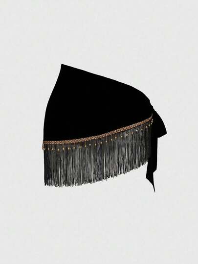 Hippie Jupe à franges à cordon de serrage style hippie rétro pour festival de musique western pour femmes