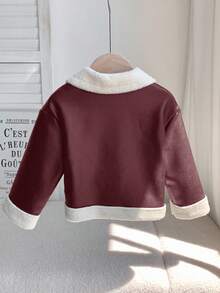 SHEIN Baby Mädchen Herbst/Winter süße vielseitige Farbblock Jacke mit Thermofutter