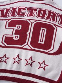 ROMWE MEN Street Life Maglione a maniche lunghe casual da uomo in maglia jacquard a contrasto di colore, autunno/inverno