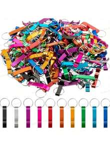 1/16/50/100个装便携式啤酒开瓶器钥匙扣迷你口袋铝合金饮料啤酒开瓶器婚礼派对回礼，适用于户外活动、露营，父亲节礼物 - 彩色 - 查看 10