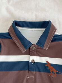 Loomiva Young Boy Colorful Striped Crew Neck Long Sleeve Half-Zip Pullover - Multicolor - View 2