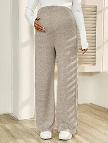 SHEIN Pantaloni casual in tinta unita in vita alta per gravidanza - Albicocca - Visualizzare 9
