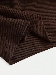 SHEIN Girlism 青少年女孩深灰色連帽短版高腰長袖休閒極簡純色秋季運動衫 - 棕色 - 查看 5
