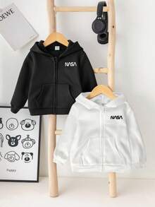 SHEIN 两件套，买一送一，儿童男童休闲运动衫，连帽运动衫套装，儿童长袖运动衫，男女童均可穿，返校服，基本款上衣，黑色上衣，男童返校服，外套 - 彩色 - 查看 7