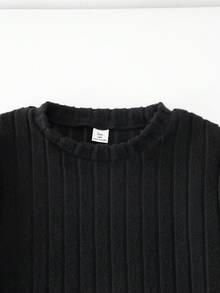 Sparklyn 2pcs/Set Teen GirlClassic Black & White Long Sleeve T-Shirts, Elegant Basic Knit Tops, Suitable For Layering - Black and White - View 4