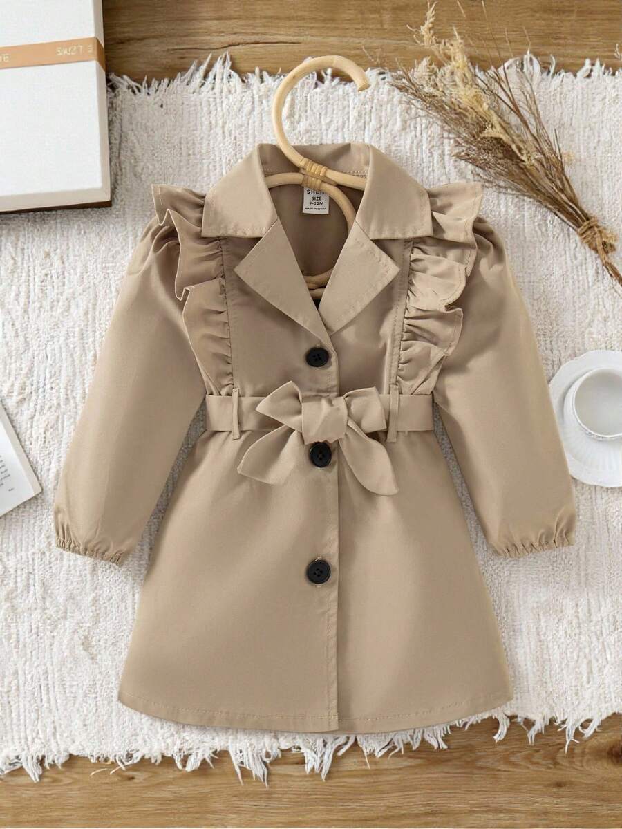 SHEIN 6Months-3Years Baby Girl Coat Casual Style Fall Outfits For Girl Haut Trench Coat