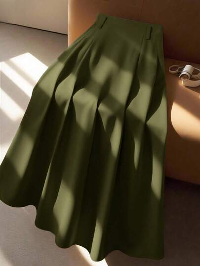 GlowEve CURVE 大码女式高腰A字裙，优雅通勤