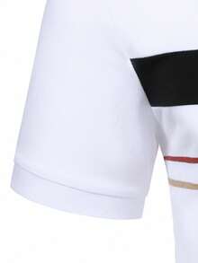 Manfinity Homme Men's Casual Contrast Color Round Neck Short Sleeve Polo Shirt Graphic - Multicolor - View 4