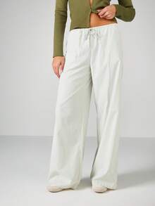 MISSGUIDED Quần ống rộng nữ, quần dài cạp chun, kẻ sọc, quần công sở, quần Palazzo, quần đi nghỉ dưỡng, quần dài thoải mái, quần mặc thường ngày, Giáng sinh - màu xanh lá - Xem 1