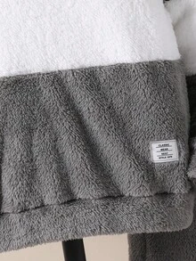2pcs Tween Boy Casual Reversible Fleece Patchwork Contrast Color Hoodie And Pants Set - Grey - View 6
