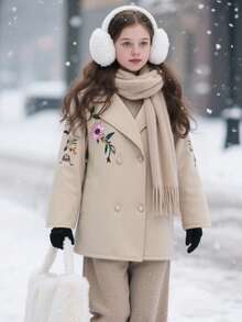 SHEIN 女童中长款翻领优雅派对休闲夹克 - 彩色 - 查看 6