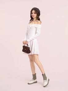 CUCCOO DOLLMOD Women's Thick Sole Loafer Sock Boots, Knitted Slim Ankle Boots, Beige, Casual College Style, Autumn/Winter - Apricot - View 10