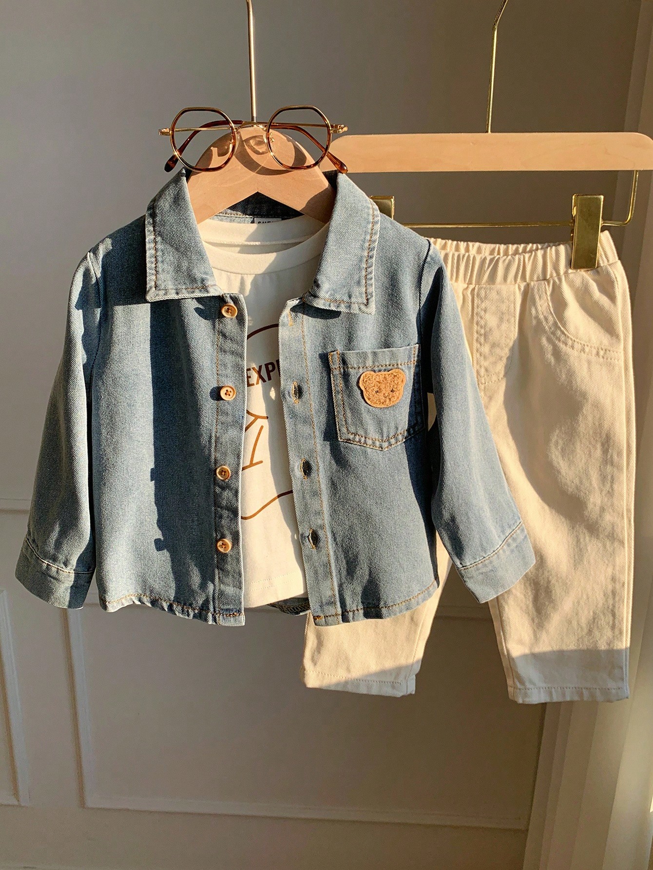 مجموعة ملابس أطفال صبيان 3 قطع: جاكيت جينز كاجوال...