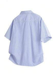 INAWLY 休闲宽松条纹短袖衬衫